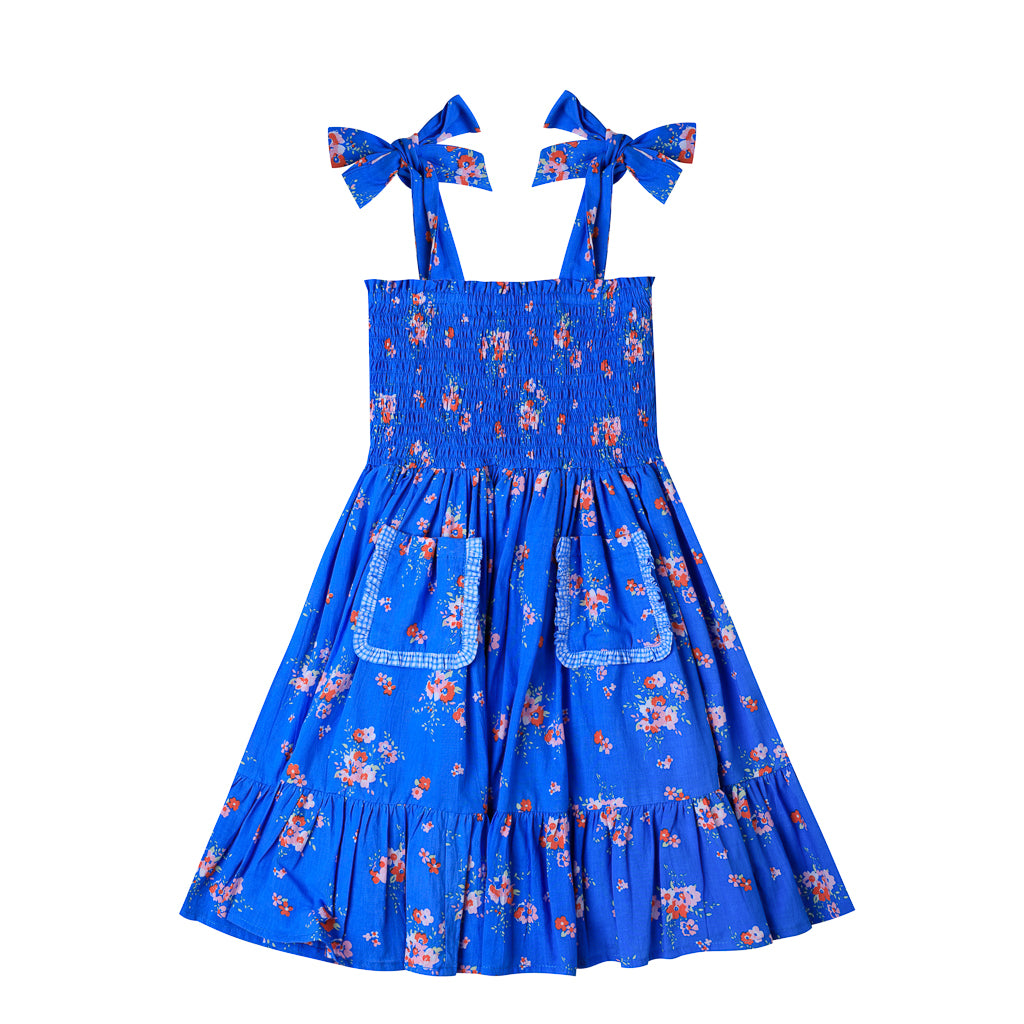 [KIDSAGOGO] Annika Dress Pretty Posie_Iris Blue