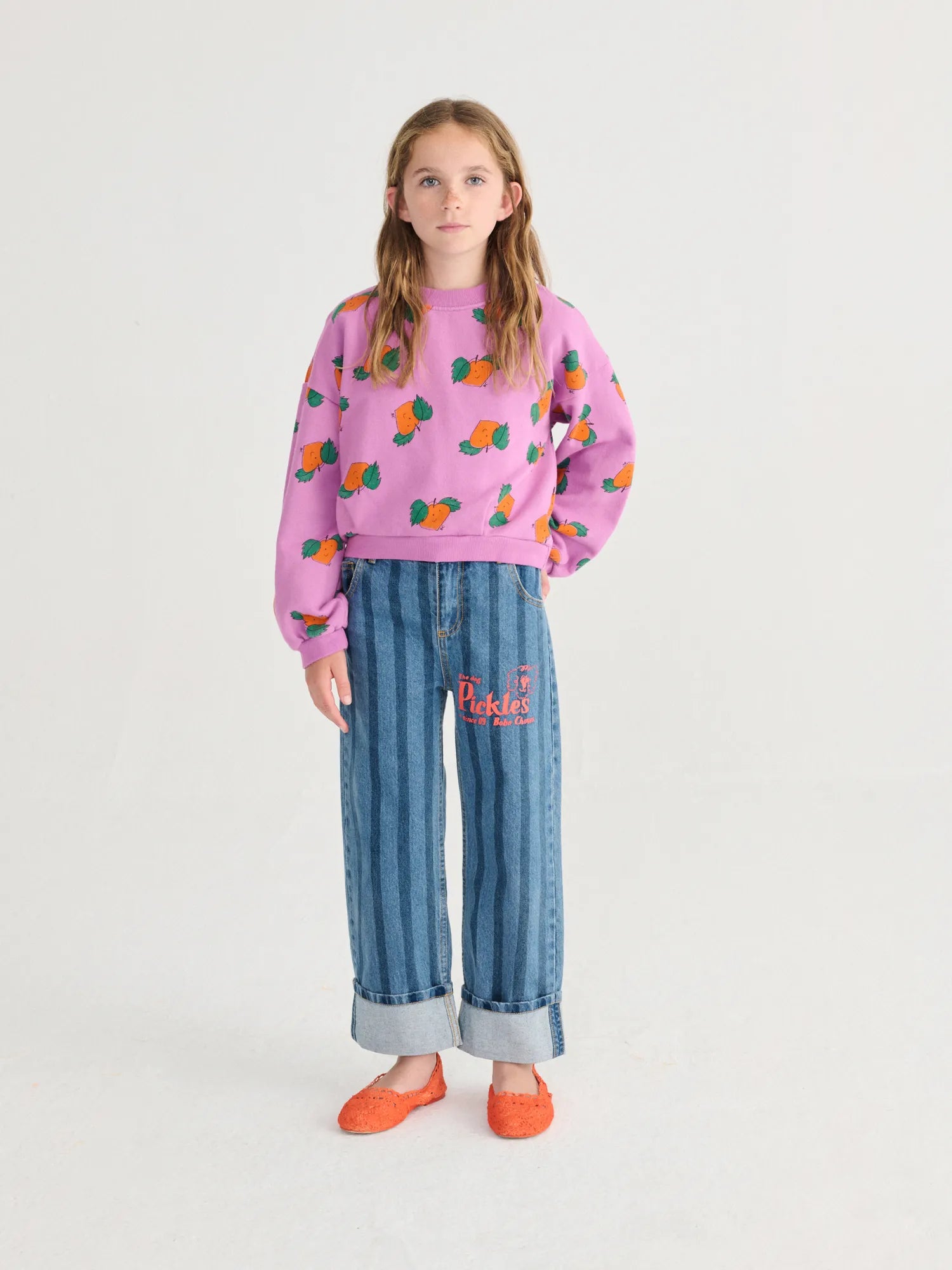 [BOBO CHOSES] Tangerine all over cropped sweatshirt