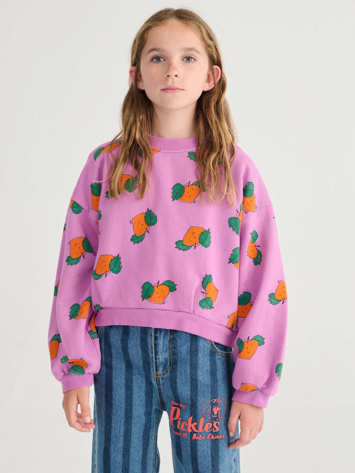 [BOBO CHOSES] Tangerine all over cropped sweatshirt