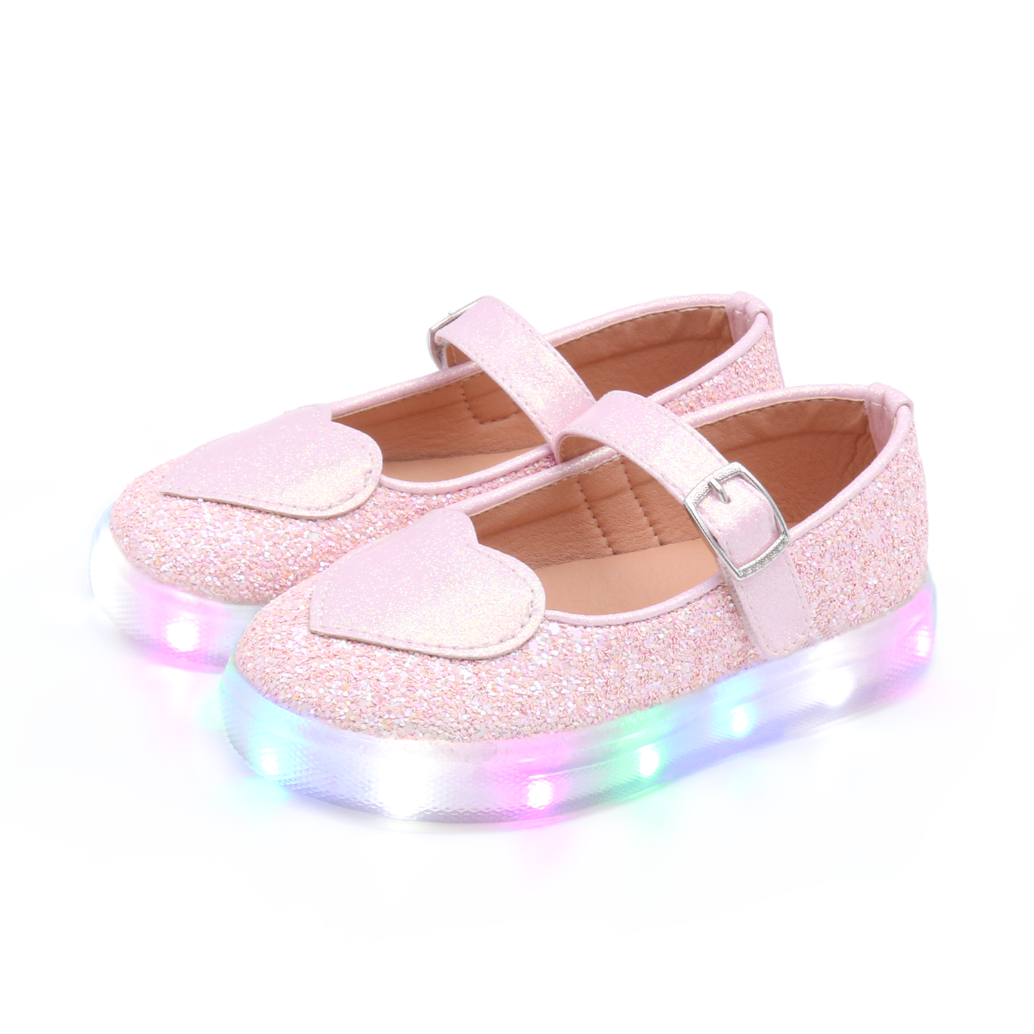 [Kiphant] LED Heart flake MARY JANE SHOES_Pink