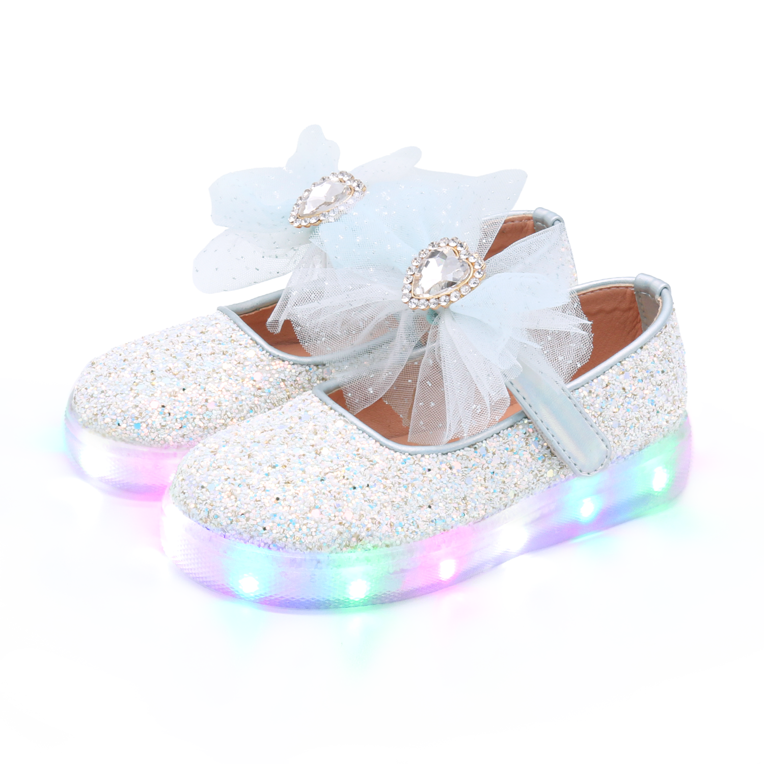 [Kiphant] 光る靴_LED Elsa Flake Mary Jane Sneakers_White