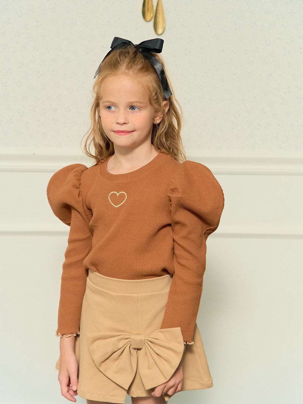 [ALITTLE] Fall ribbon skirtpans_Beige