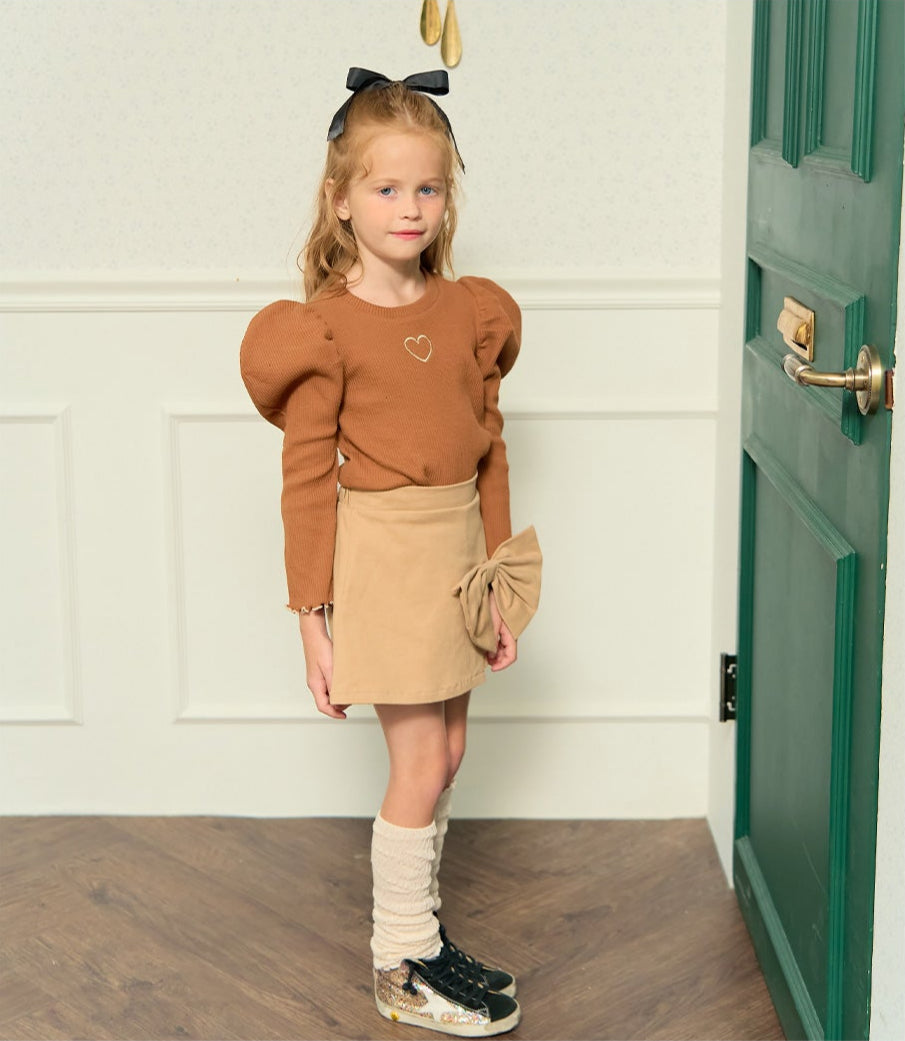 [ALITTLE] Fall ribbon skirtpans_Beige
