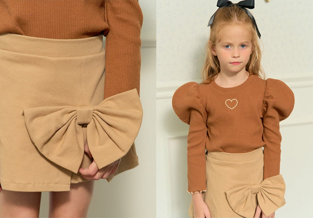 [ALITTLE] Fall ribbon skirtpans_Beige