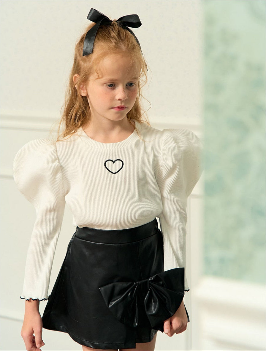 [ALITTLE] Long Heart puff T-shirts_White