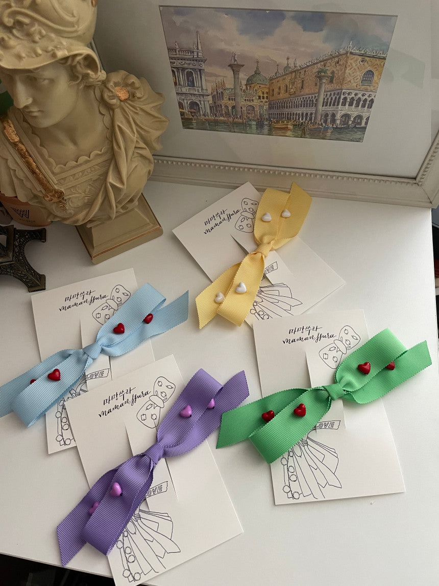 [Maman SSura] Midi Ribbon & Heart Hairpin_5colors