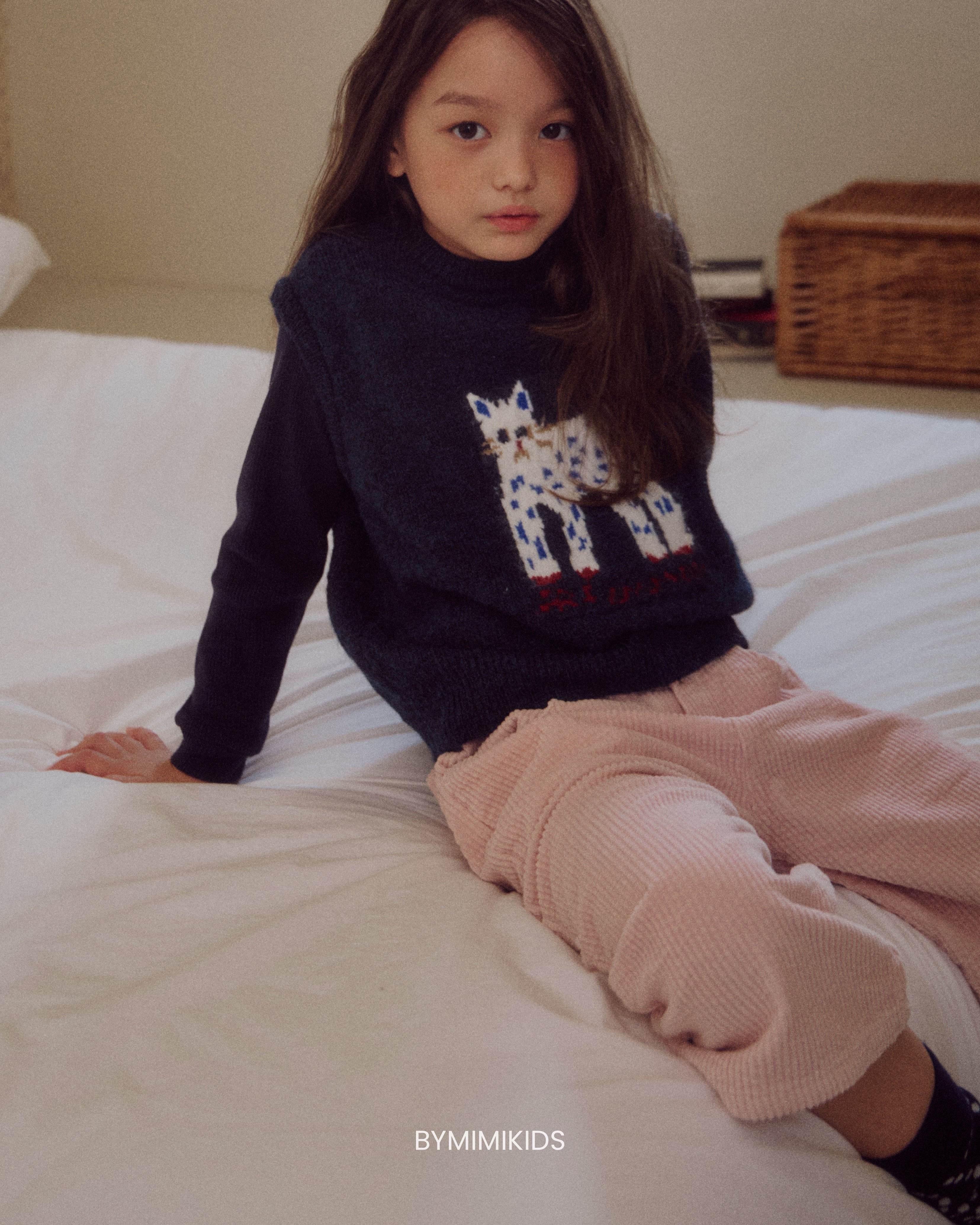 [BYMIMI] Meow Knit Vest_Navy