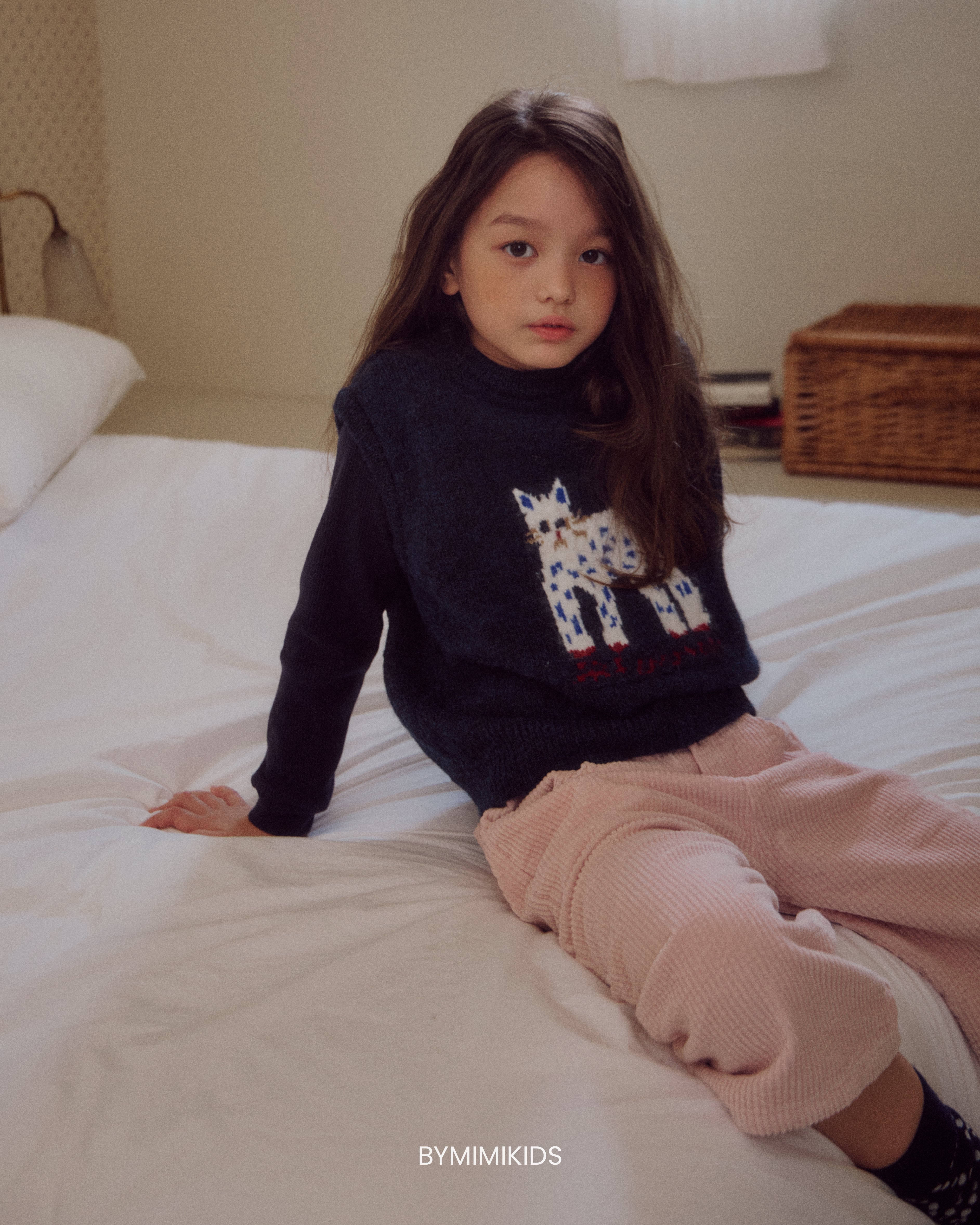 [BYMIMI] Meow Knit Vest_Navy