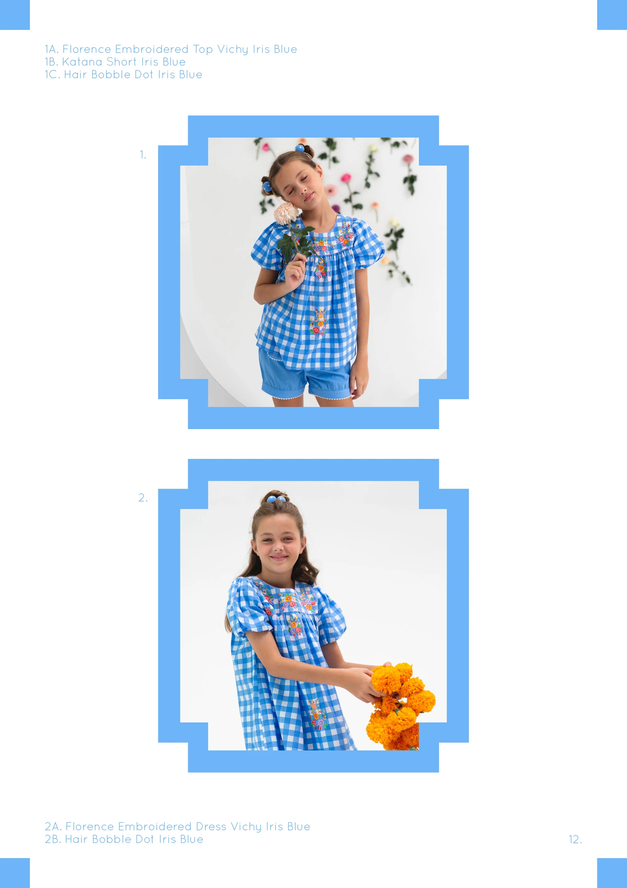 [KIDSAGOGO] Florence Embroidered Dress_Vichy Iris Blue