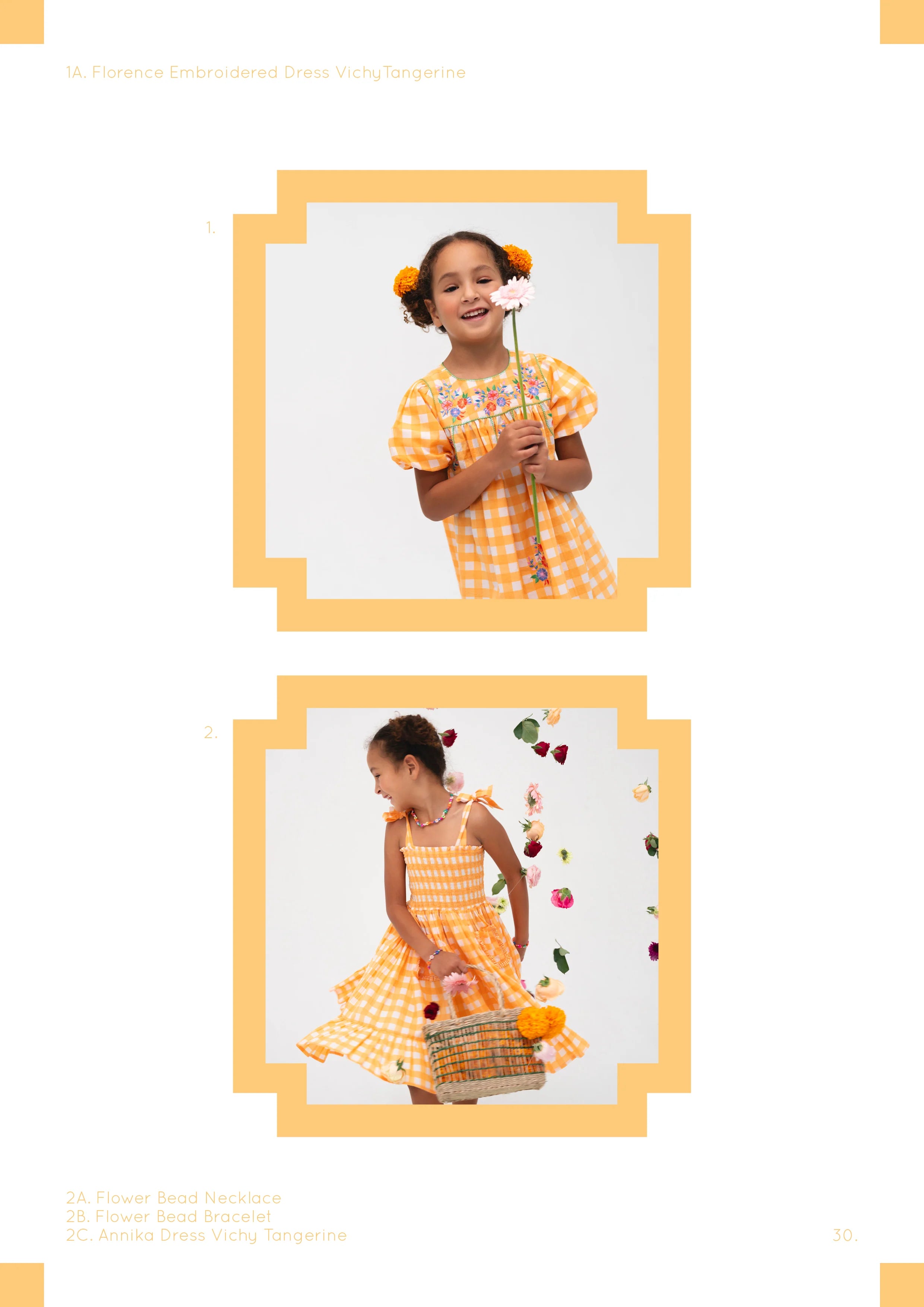 [KIDSAGOGO] Florence Embroidered Dress_Vichy Tangerine
