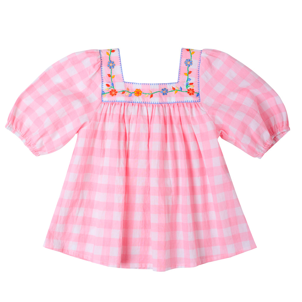 [KIDSAGOGO] Solange Embroidered Blouse Vichy_Camelia