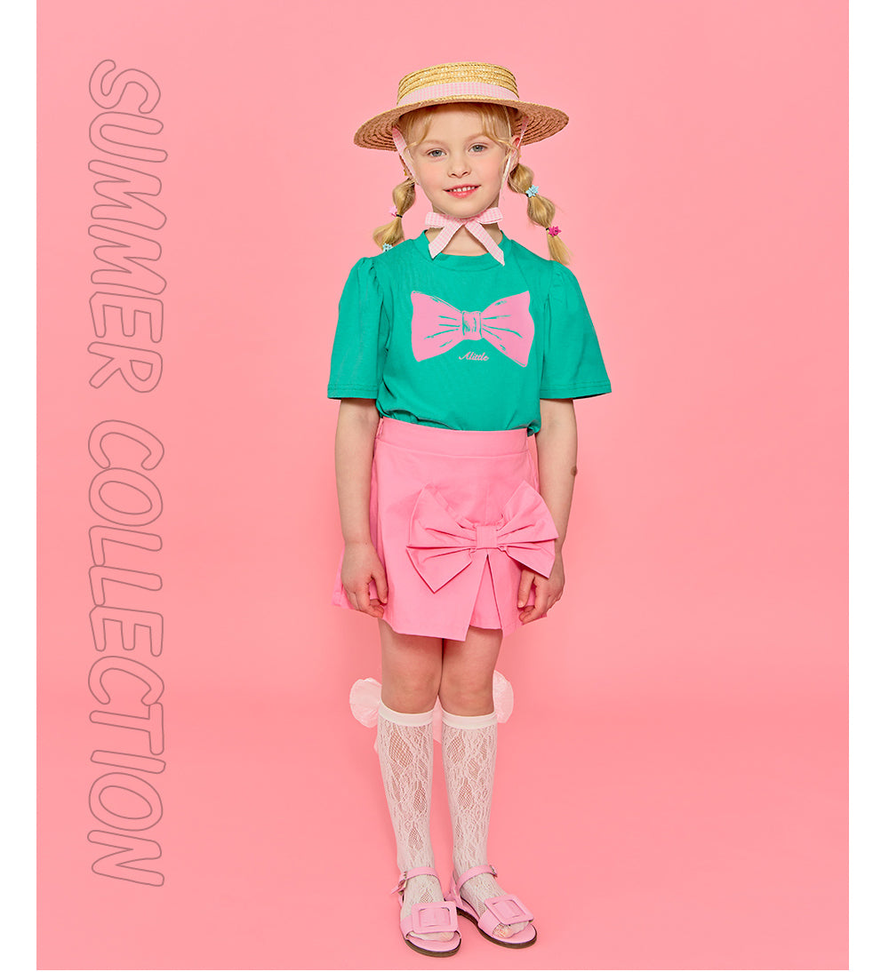 [ALITTLE] Summer big ribbon T_Green