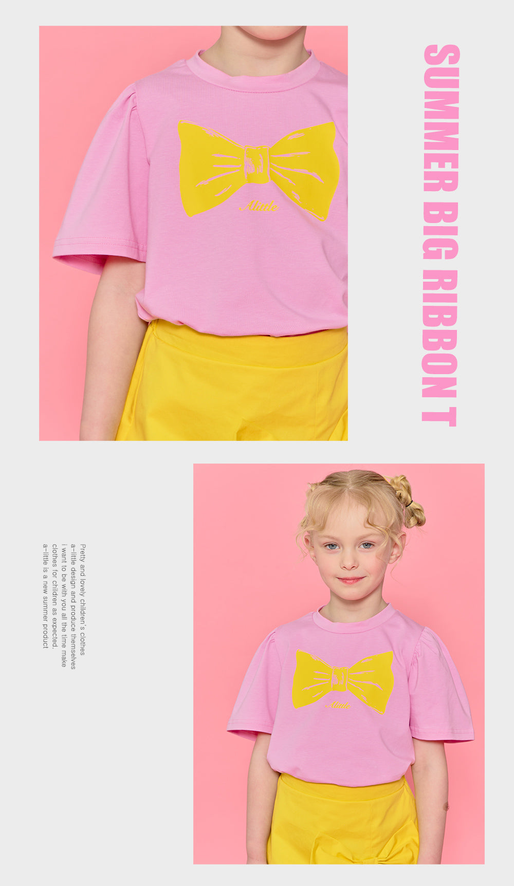 [ALITTLE] Summer big ribbon T_Pink