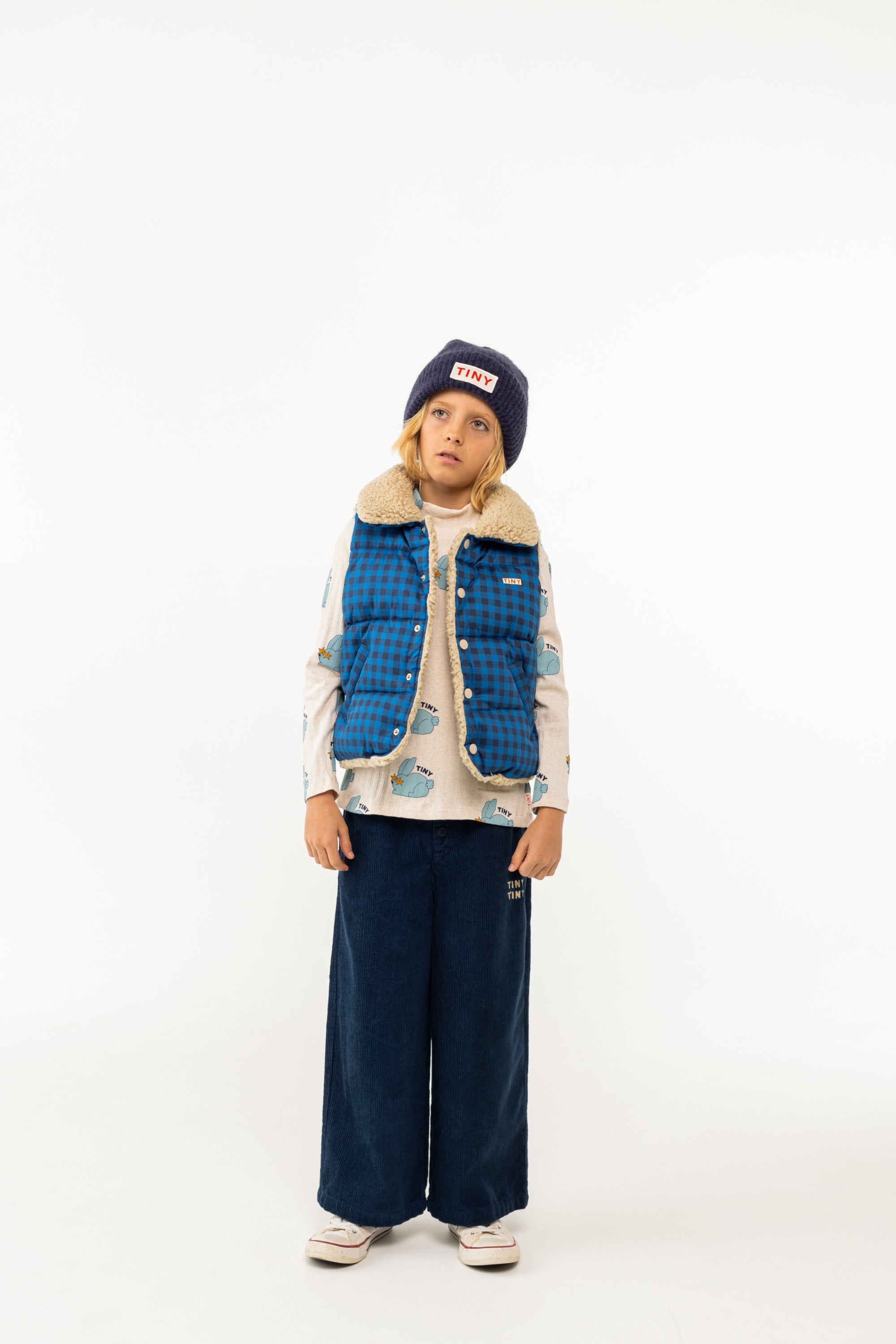 TINY COTTONS] Vichy Padded Vest_blue/navy