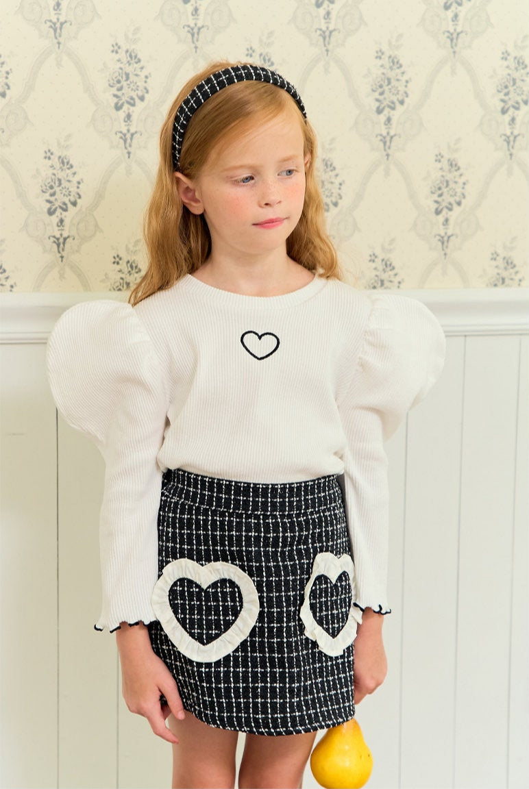 [ALITTLE] Long Heart puff T-shirts_White