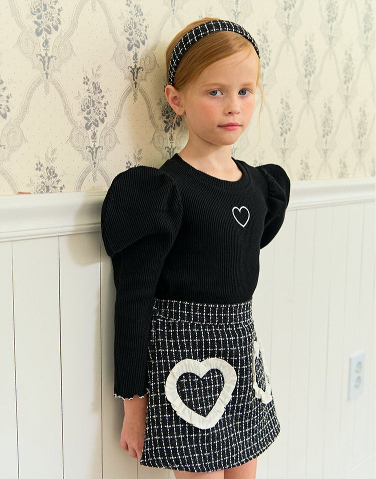 [ALITTLE] Long Heart puff T-shirts_Black