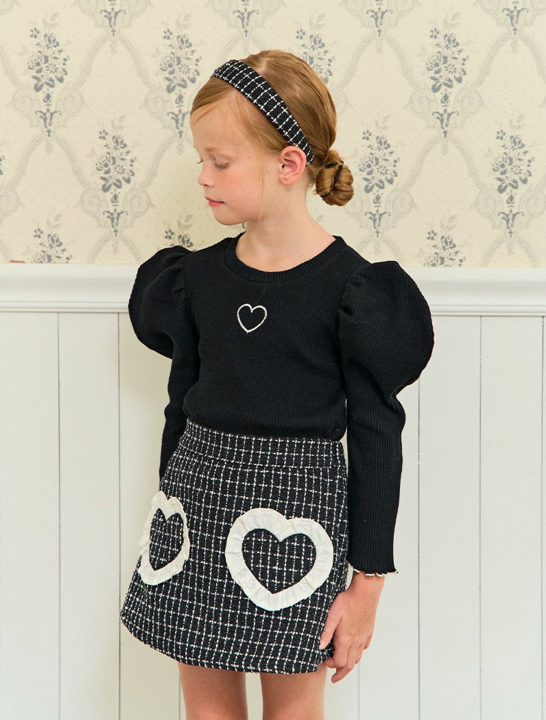 [ALITTLE] Long Heart puff T-shirts_Black