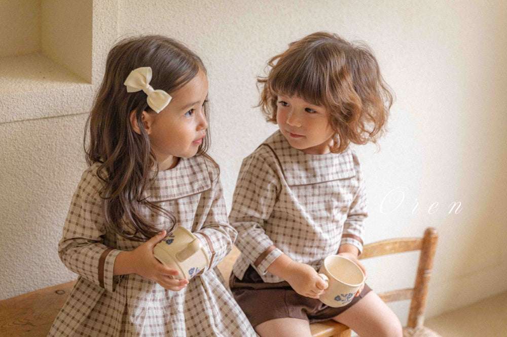 [OREN] (BEBE)Brunette Mini Check Set-Up_Brown