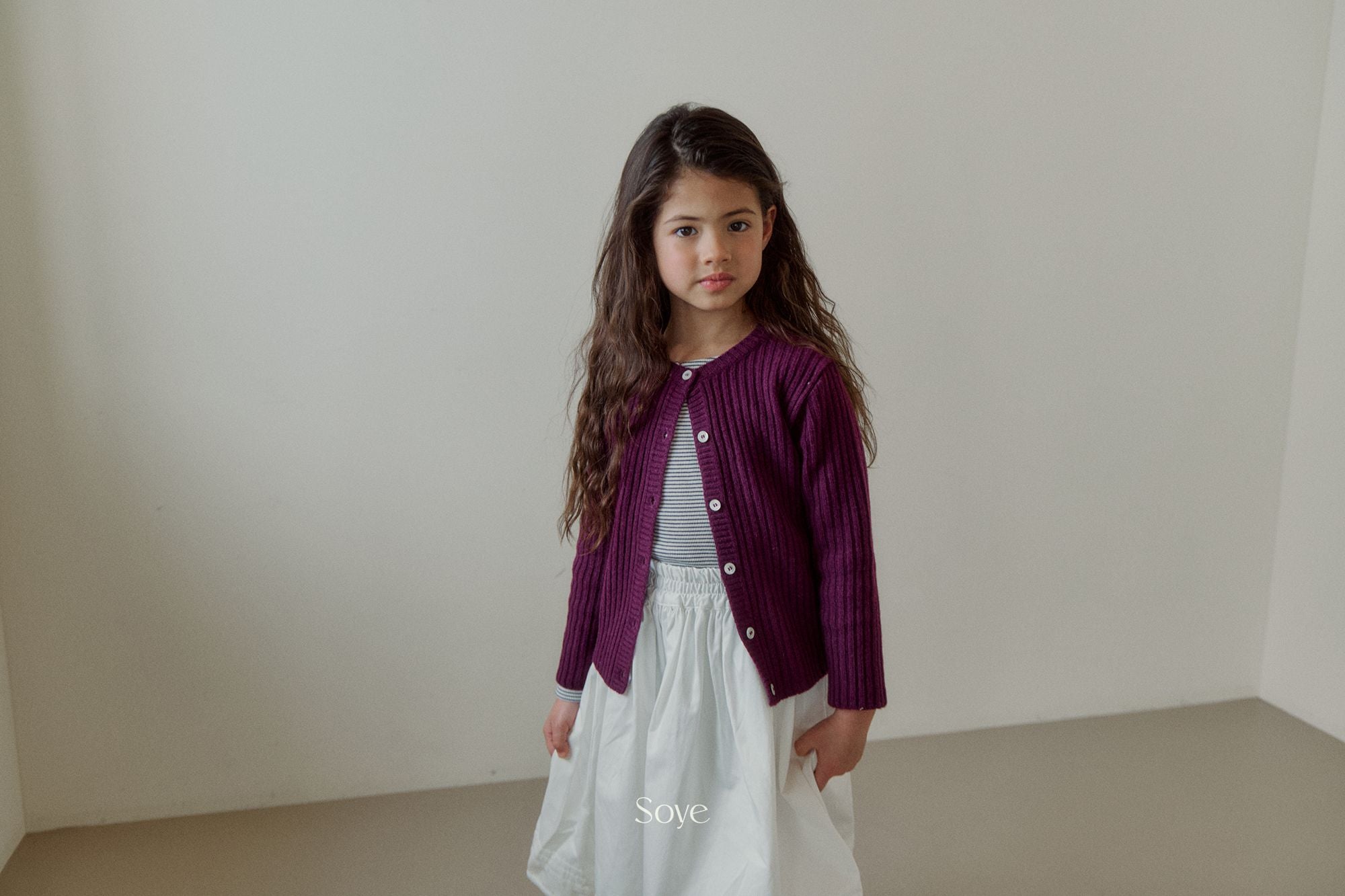 [Soye] Cashmere Rib Cardigan_Purple