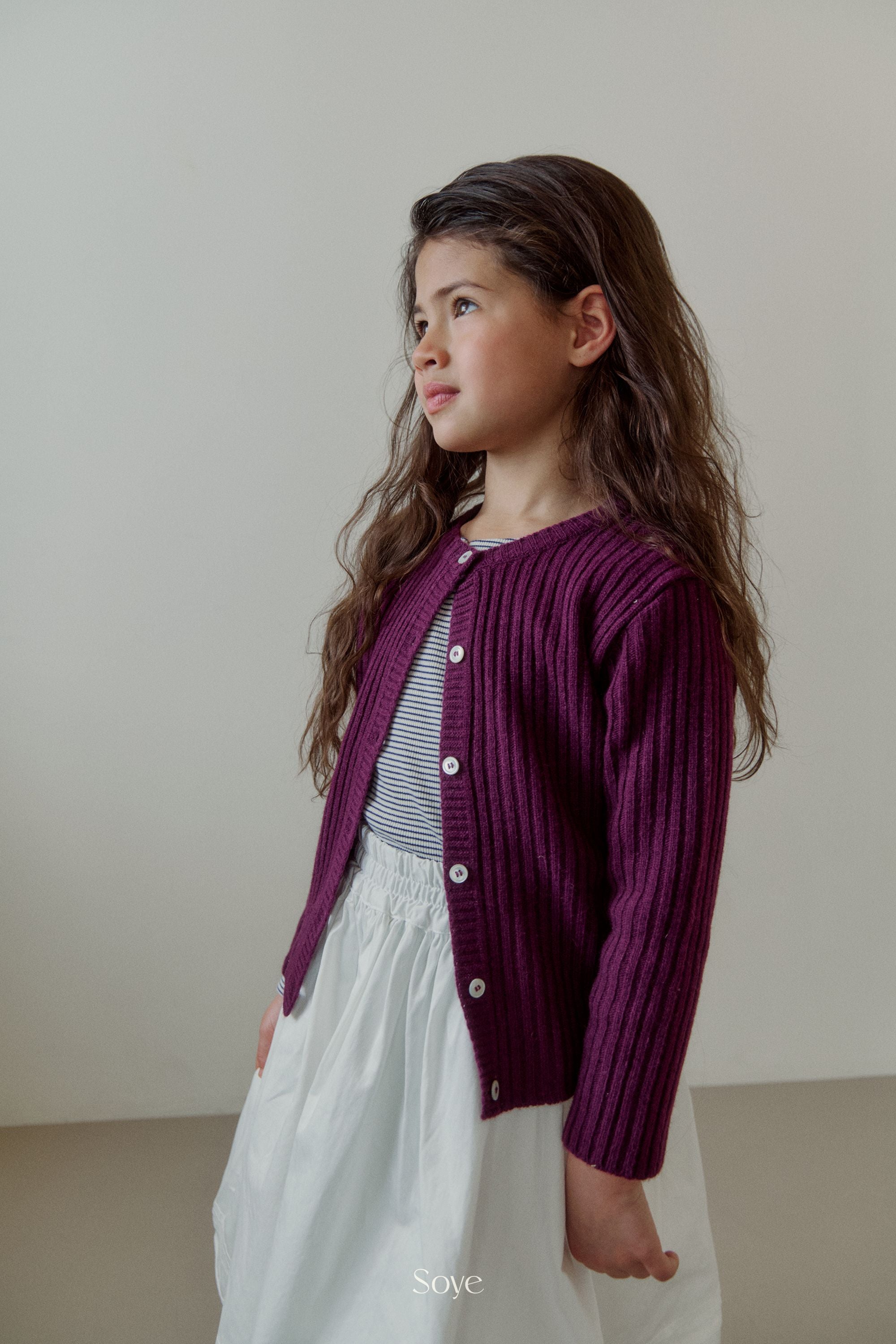 [Soye] Cashmere Rib Cardigan_Purple