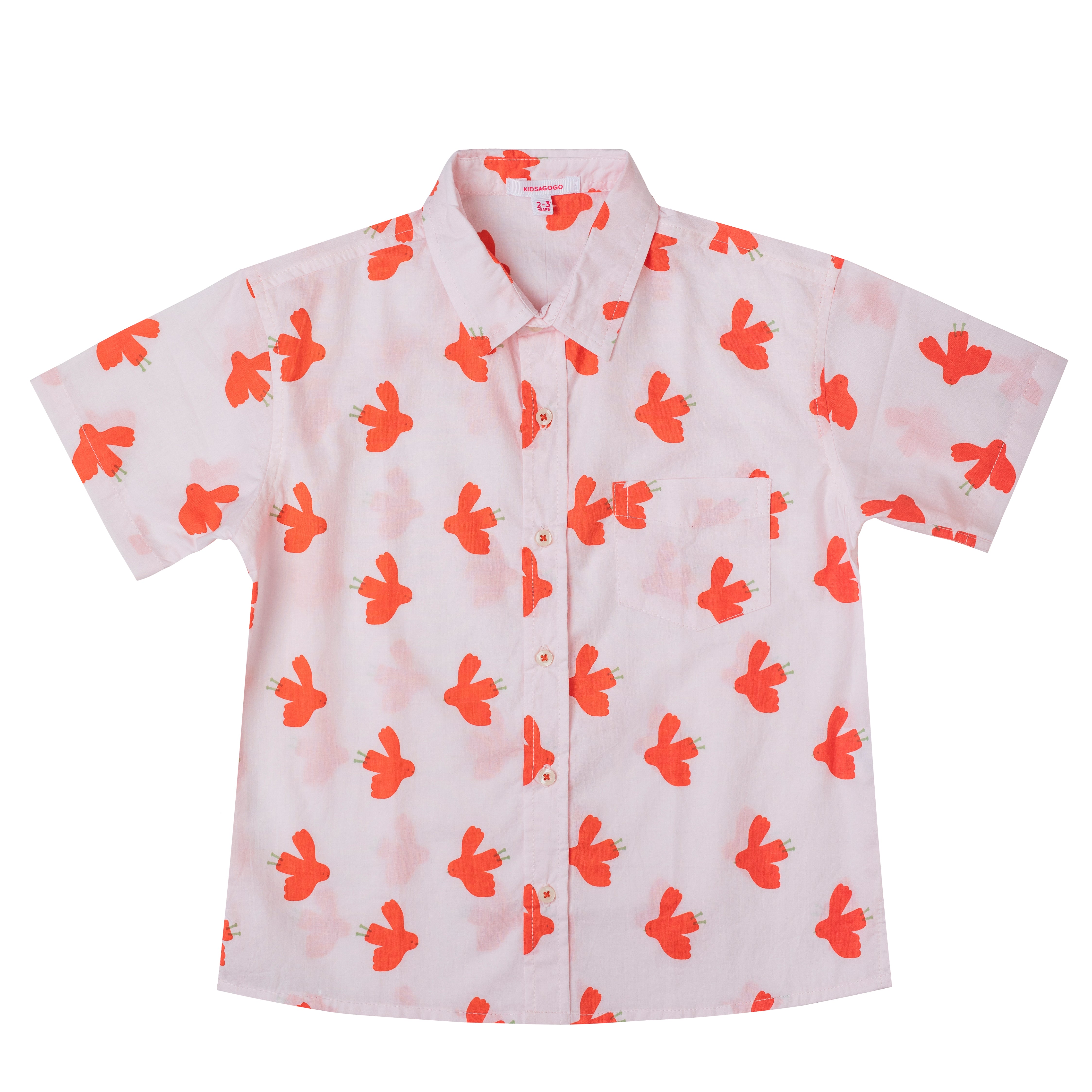 [KIDSAGOGO] Boys Shirt Bird_pale pink poppy