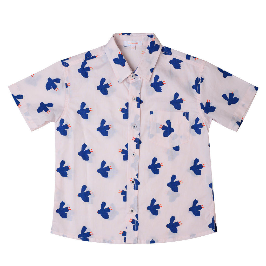 [KIDSAGOGO] Boys Shirt Bird_pale pink navy
