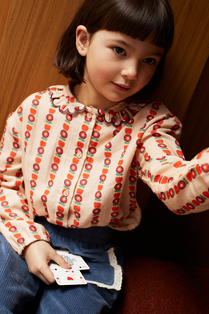 [Hello Simone] Alex blouse Pomline Bleached Apricot_ All over printed blouse in cotton gauze