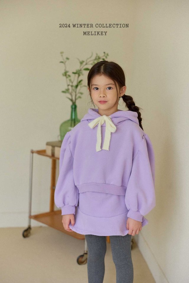 [Melikey] Big Puff hooded set-up_Pink/Lavender