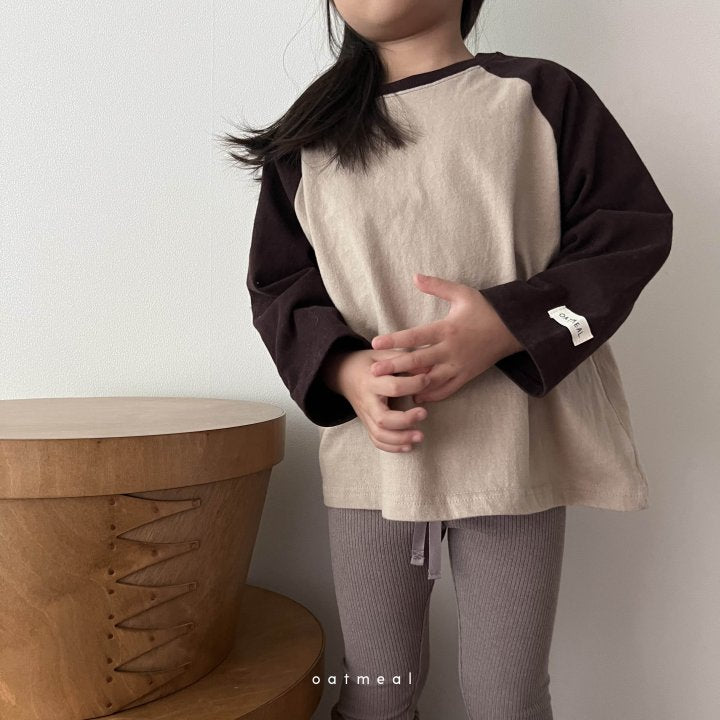 [Oatmeal] Simple Peach Raglan T-shirt_3colors