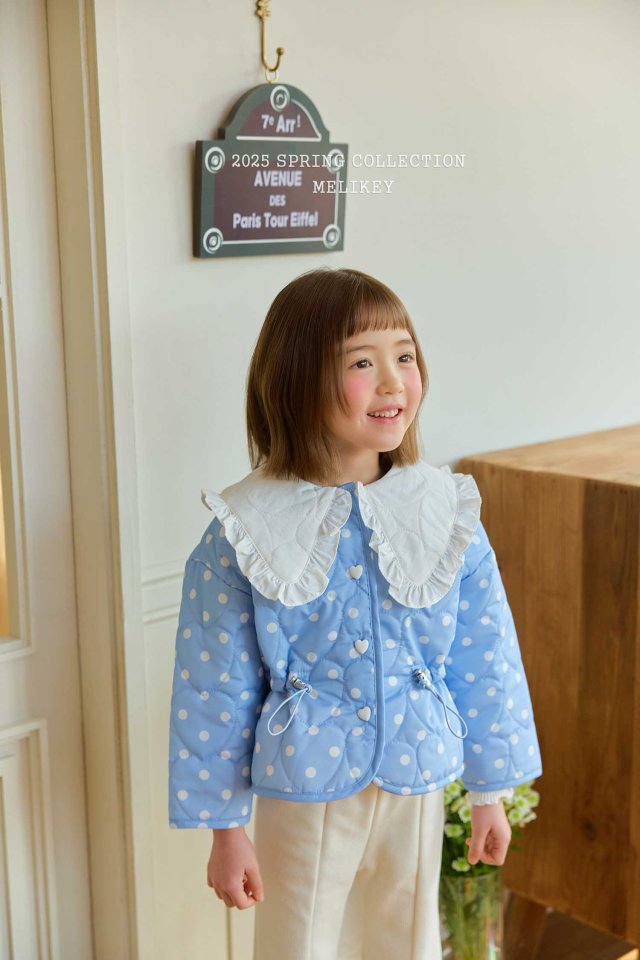 [melikey] Collar Quilted Jumpper_Blue dot