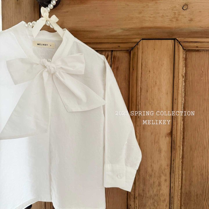 [melikey] Big Ribbon Blouse_White