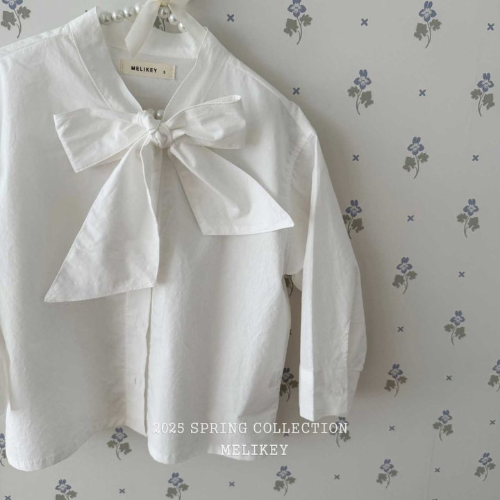 [melikey] Big Ribbon Blouse_White