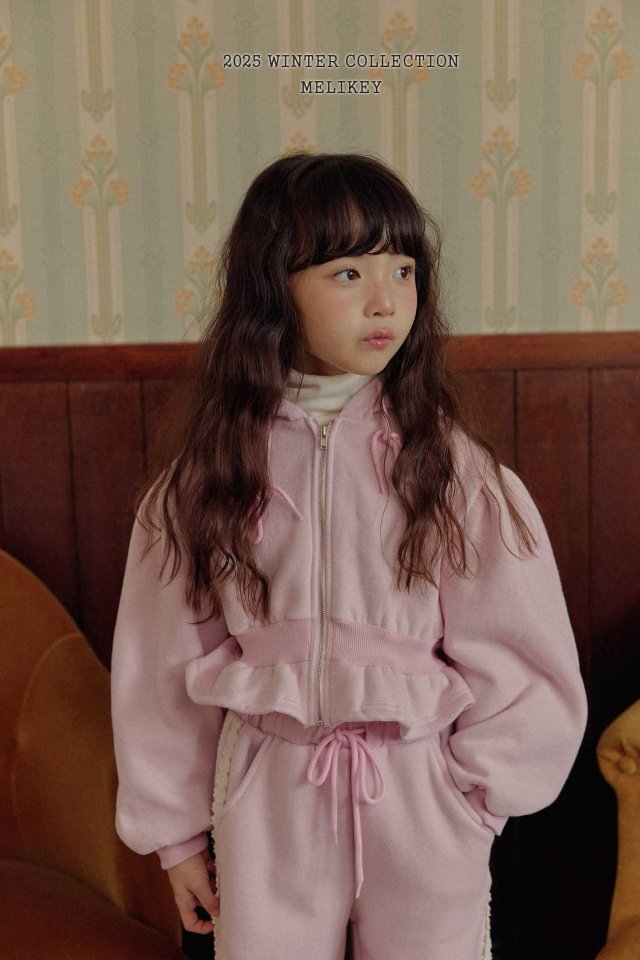 [melikey] Short Frill Hoodie Zip-Up_2colors