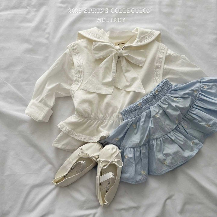 [melikey] Big Ribbon Blouse_White