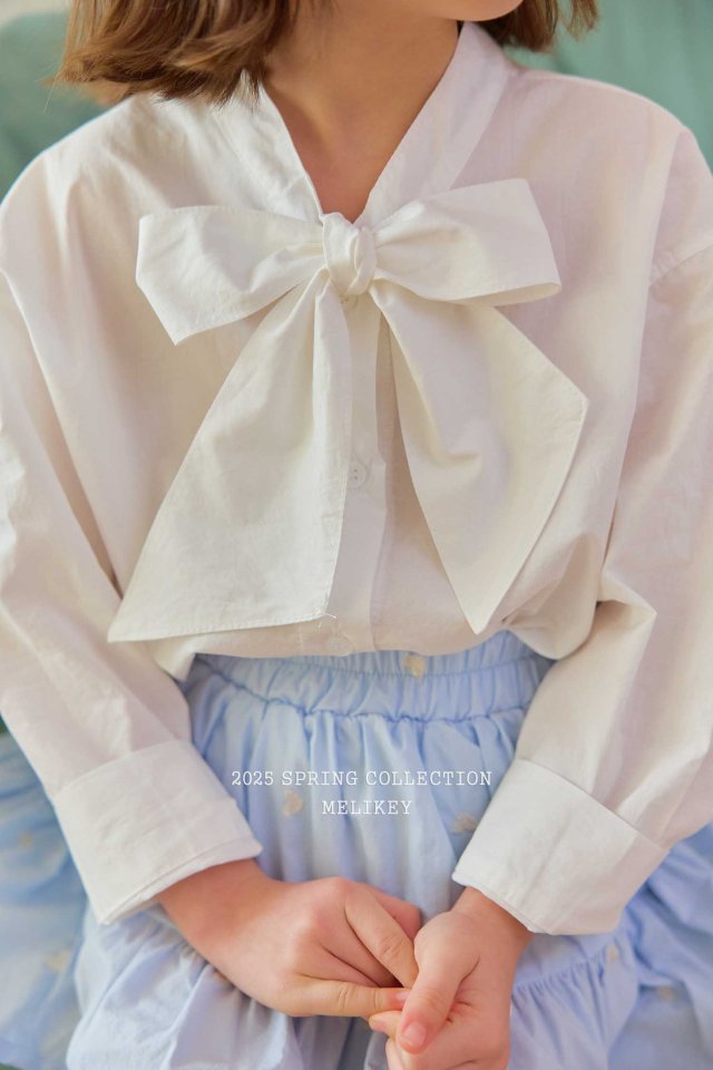 [melikey] Big Ribbon Blouse_White