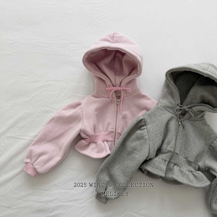 [melikey] Short Frill Hoodie Zip-Up_2colors