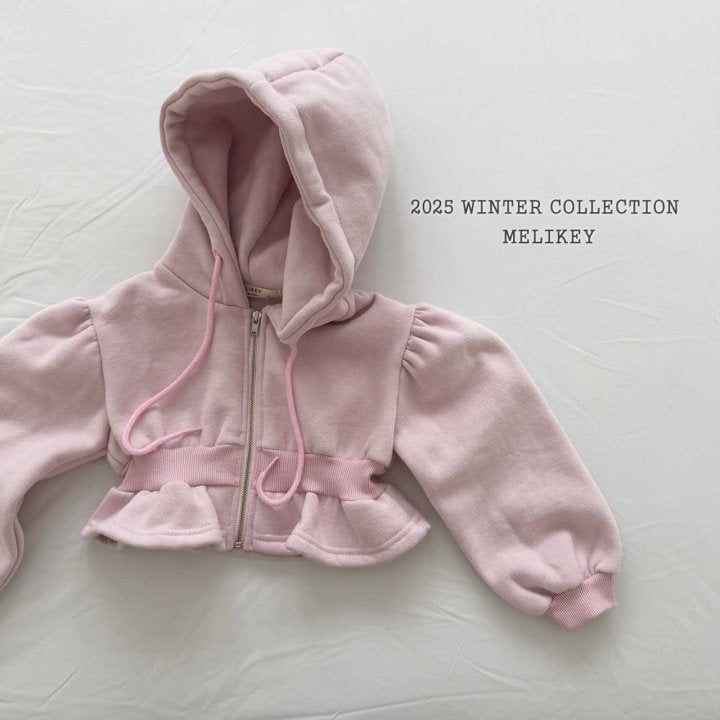 [melikey] Short Frill Hoodie Zip-Up_2colors