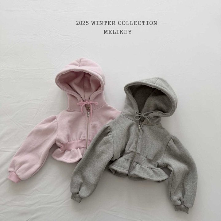 [melikey] Short Frill Hoodie Zip-Up_2colors
