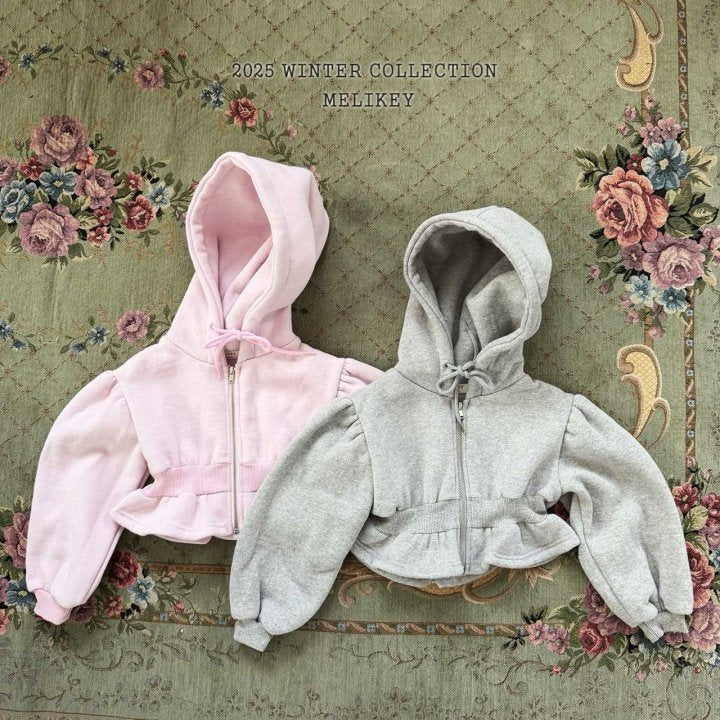 [melikey] Short Frill Hoodie Zip-Up_2colors