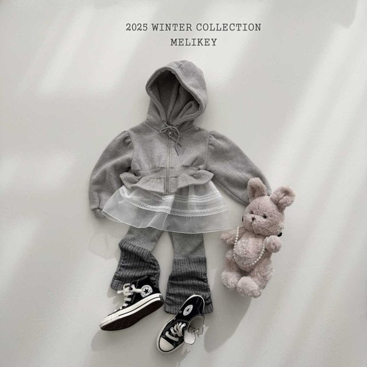 [melikey] Short Frill Hoodie Zip-Up_2colors