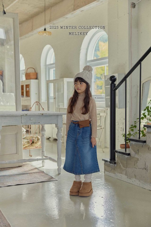 [melikey] A-Line Long Denim Skirt_Denim