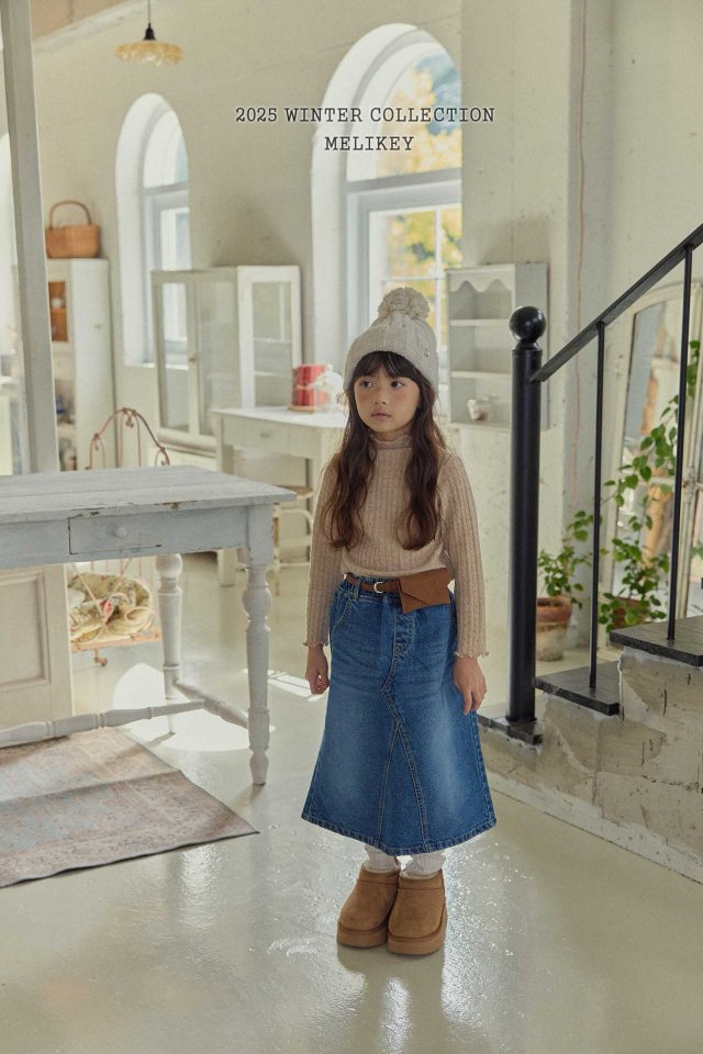 [melikey] A-Line Long Denim Skirt_Denim