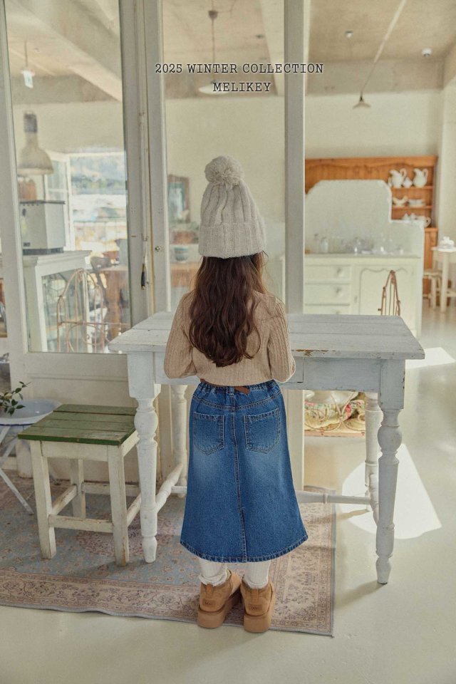 [melikey] A-Line Long Denim Skirt_Denim