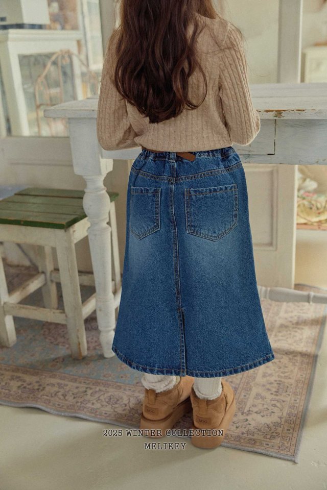 [melikey] A-Line Long Denim Skirt_Denim