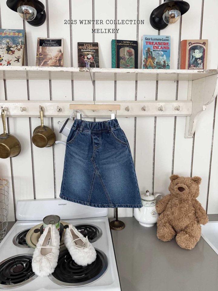 [melikey] A-Line Long Denim Skirt_Denim