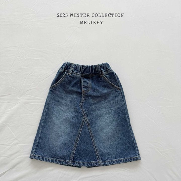 [melikey] A-Line Long Denim Skirt_Denim