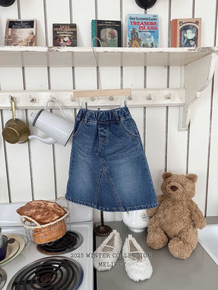 [melikey] A-Line Long Denim Skirt_Denim