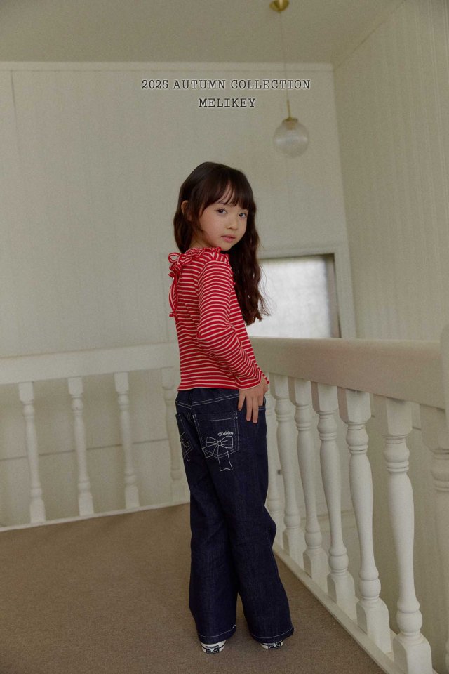 [melikey] Paul Ribbon Boots cut pants_Denim