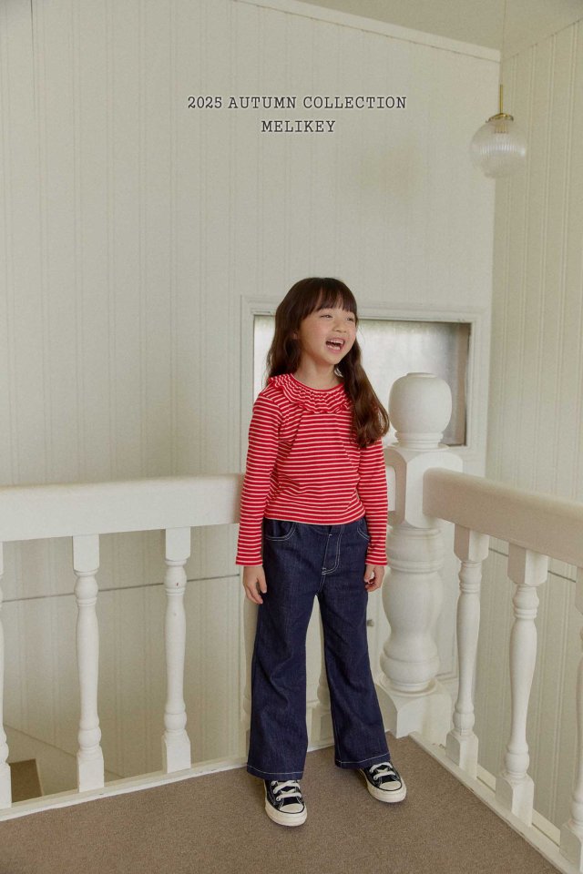 [melikey] Paul Ribbon Boots cut pants_Denim