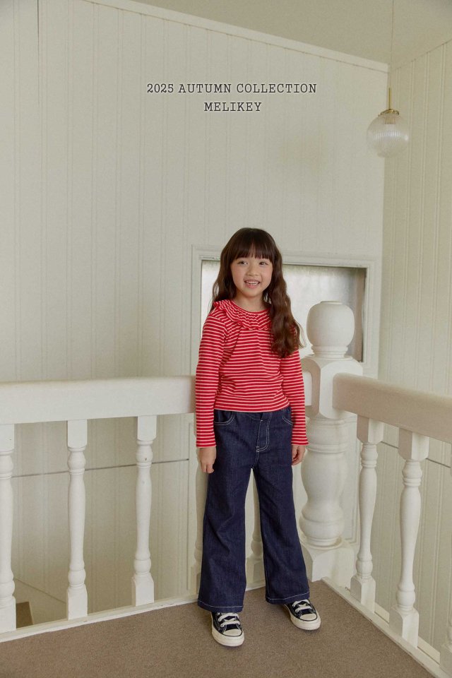 [melikey] Paul Ribbon Boots cut pants_Denim